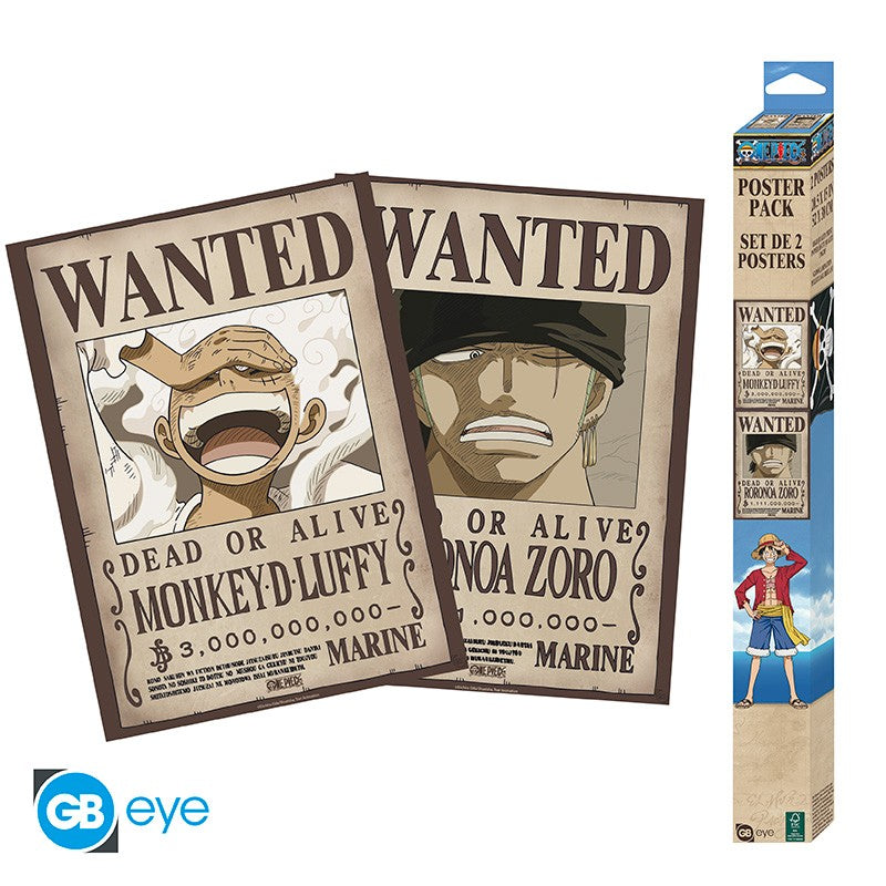 ONE PIECE - Set 2 Posters 52x38 - Wanted Luffy & Zoro