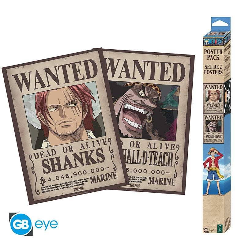 ONE PIECE - Set 2 Posters 52x38 - Wanted Shanks & Barbe Noir